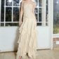 Robe de bal de princesse bustier à volants en satin long, robe de soirée C8117