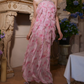 Robe de bal de princesse bustier à volants en satin long, robe de soirée C8117