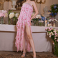 Robe de bal de princesse bustier à volants en satin long, robe de soirée C8117