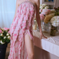 Robe de bal de princesse bustier à volants en satin long, robe de soirée C8117