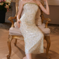 Fascinating Halter Neck Green Prom Dress Sequins Beading Sheath Evening Dress C9146