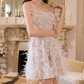 Mini robe de soirée en satin, sans bretelles, sans manches, ligne a, simple, C899