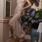 Robe de bal de princesse bustier à volants en satin long, robe de soirée C8117