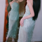 Robe de bal de princesse bustier à volants en satin long, robe de soirée C8117