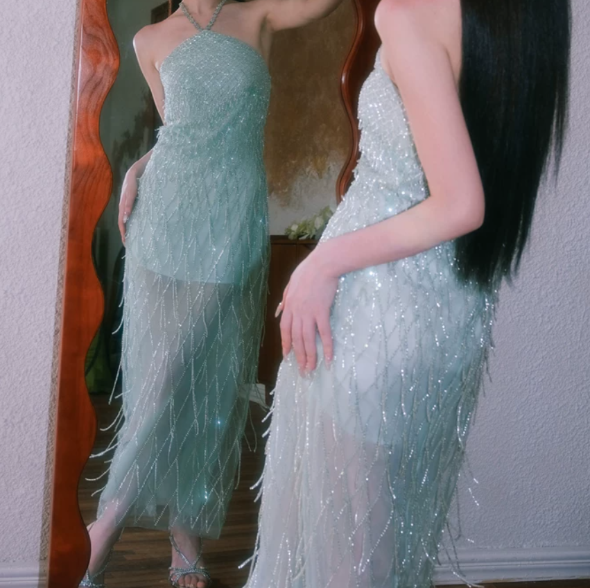Robe de bal de princesse bustier à volants en satin long, robe de soirée C8117