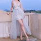 Mini robe de soirée en satin, sans bretelles, sans manches, ligne a, simple, C899