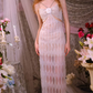 Robe de bal de princesse bustier à volants en satin long, robe de soirée C8117