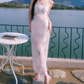 Robe de bal de princesse bustier à volants en satin long, robe de soirée C8117