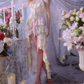 Vibrant Spaghetti Straps Beaded Prom Dress Ruffles Sheath Slit Evening Dress C9152