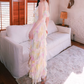 Vibrant Spaghetti Straps Beaded Prom Dress Ruffles Sheath Slit Evening Dress C9152