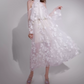 Glam Halter Neck White Prom Dress Long Sleeve Appliques A-Line Evening Dress C9158