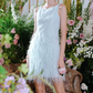 Playful Jewel Neck Blue Homecoming Dress Sequins Feather Sheath Party Dress C9159