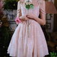 Sweet Spaghetti Straps Pink Homecoming Dress Sequins A-Line Party Dress C9162