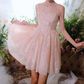 Sweet Spaghetti Straps Pink Homecoming Dress Sequins A-Line Party Dress C9162