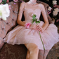 Sweet Spaghetti Straps Pink Homecoming Dress Sequins A-Line Party Dress C9162