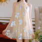 Classical Halter Neck Beige Homecoming Dress Sequins Tulle A-Line Party Dress C9163