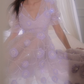 Charming V Neck Purple Prom Dress Sequins Floral A-Line Evening Dress C9164