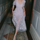 Charming V Neck Purple Prom Dress Sequins Floral A-Line Evening Dress C9164