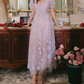 Charming V Neck Purple Prom Dress Sequins Floral A-Line Evening Dress C9164