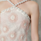 Cute Halter Neck Pink Homecoming Dress Pearls Feather Sheath Party Dress C9165
