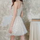 Sparkly Halter Neck Beaded Homecoming Dress Beige Sequins A-Line Party Dress C9167