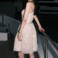 Sparkly Halter Neck Beaded Homecoming Dress Beige Sequins A-Line Party Dress C9167