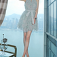 Trendy Halter Neck Appliques Homecoming Dress Sequins A-Line Party Dress C9168