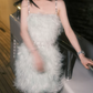 Mini robe de soirée en satin, sans bretelles, sans manches, ligne a, simple, C899