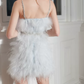 Mini robe de soirée en satin, sans bretelles, sans manches, ligne a, simple, C899