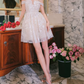 Alluring Illusion Neck Beige Homecoming Dress Sequins A-Line Party Dress C9172