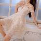 Alluring Illusion Neck Beige Homecoming Dress Sequins A-Line Party Dress C9172