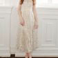 Vintage Halter Neck Champagne Prom Dress Sequins A-Line Evening Dress C9173