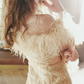 Trendy Off-Shoulder Beige Homecoming Dress Long Sleeve Feather Beaded Bodycon Party Dress C9174