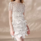 Sleek Jewel Neck White Homecoming Dress Short Sleeve Feather Sequins Bodycon Party Dress C9175