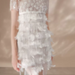 Sleek Jewel Neck White Homecoming Dress Short Sleeve Feather Sequins Bodycon Party Dress C9175