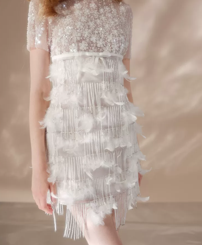 Sleek Jewel Neck White Homecoming Dress Short Sleeve Feather Sequins Bodycon Party Dress C9175