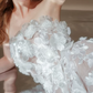 Robe de bal de princesse bustier à volants en satin long, robe de soirée C8117