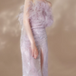 Robe de bal de princesse bustier à volants en satin long, robe de soirée C8117