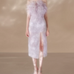 Robe de bal de princesse bustier à volants en satin long, robe de soirée C8117