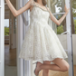 Glittering Spaghetti Straps White Homecoming Dress Beading A-Line Party Dress C9182