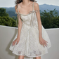 Glittering Spaghetti Straps White Homecoming Dress Beading A-Line Party Dress C9182