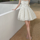 Glittering Spaghetti Straps White Homecoming Dress Beading A-Line Party Dress C9182