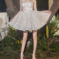 Glittering Spaghetti Straps White Homecoming Dress Beading A-Line Party Dress C9182