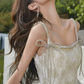Glittering Spaghetti Straps White Homecoming Dress Beading A-Line Party Dress C9182