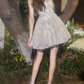 Glittering Spaghetti Straps White Homecoming Dress Beading A-Line Party Dress C9182