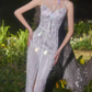 Gorgeous Spaghetti Straps Prom Dress Sequins Slit Sheath Evening Dress C9184