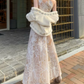 Vintage Illusion Neck Floral Prom Dress Sequins A-Line Evening Dress C9188