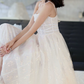 Elegant Spaghetti Straps Prom Dress White Sequins A-Line Evening Dress C9189
