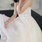 Elegant Spaghetti Straps Prom Dress White Sequins A-Line Evening Dress C9189