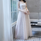 Elegant Spaghetti Straps Prom Dress White Sequins A-Line Evening Dress C9189